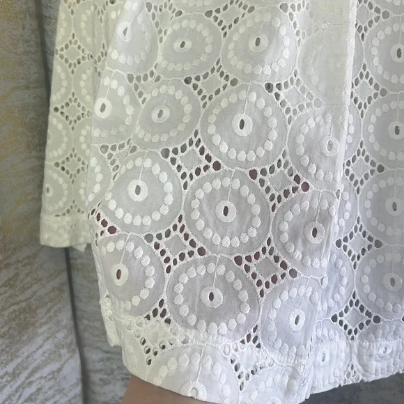 Banana Republic White Cotton Eyelet Lace Skirt Size 4 - Picture 5 of 13